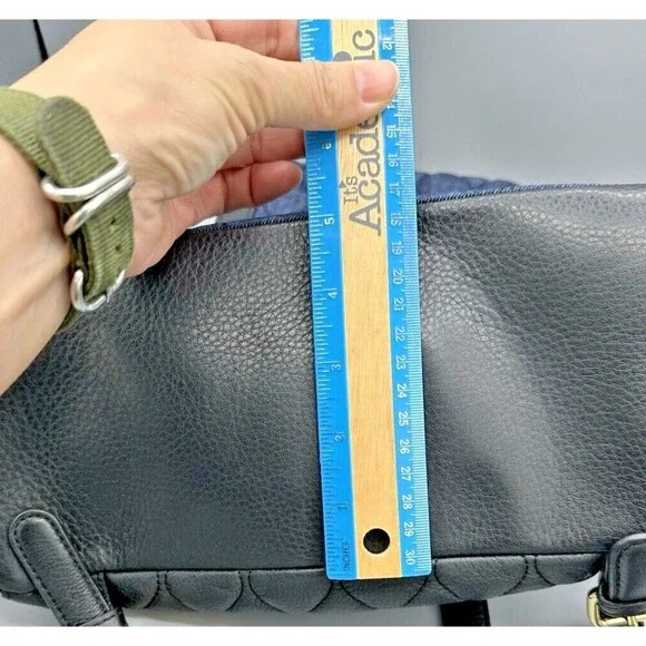 VERA BRADLEY Genuine Black Leather & Navy Denim Backpack - Perfect Condition - Picture 13 of 14